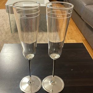 Brand New Set of two Mr. &Mrs. Kate Spade Lenox champagne/toasting flute Glasses